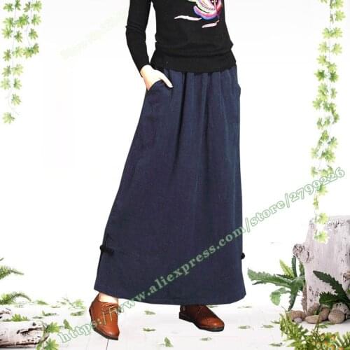 2018 Autumn Large Plus Size 6XL 8XL 7XL Vintage Retro Casual Cotton Linen Ladies Woman Straight Skirt Designs Womens