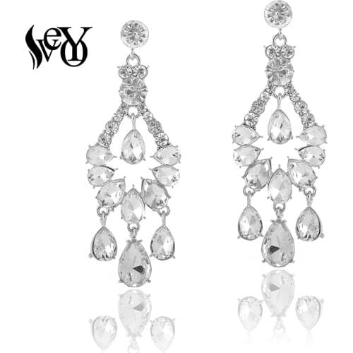 VEYO Luxury Crystal Drop Earrings for Women Elegant Hollowing out design Rhinestone Fashion Jewelry 2019 NEW Gift