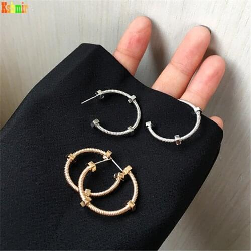 Kshmir S925 earneedle of temperament earrings design sense of c-shaped metallic gold earrings fashion female earrings