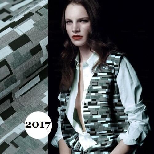 Grey green camouflage square jacquard fabric stitching yuppie fashion fabric art ultra thin