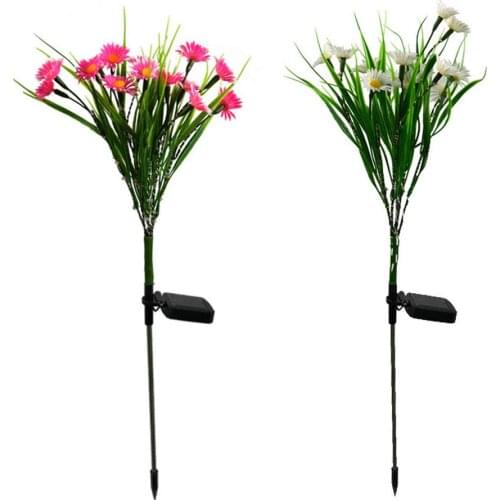 Solar Led Light Outdoor Pink White Simulation Flower Lamp Chrysanthemum Light Garden Decoration Outdoor Christmas Party Decor