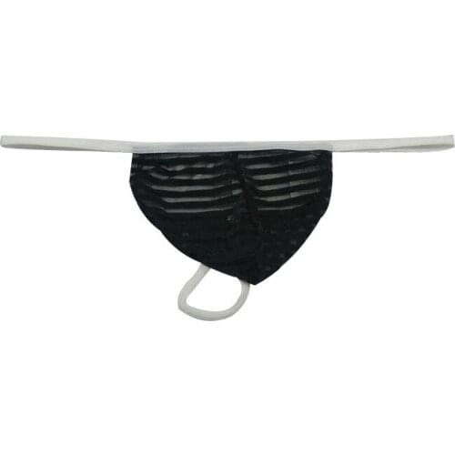 Sexy Mens Striped G Strings Thong Underwear Nylon Gay Tanga Hombre Jockstrap Pouch T back Fashion Male Breathable Panties