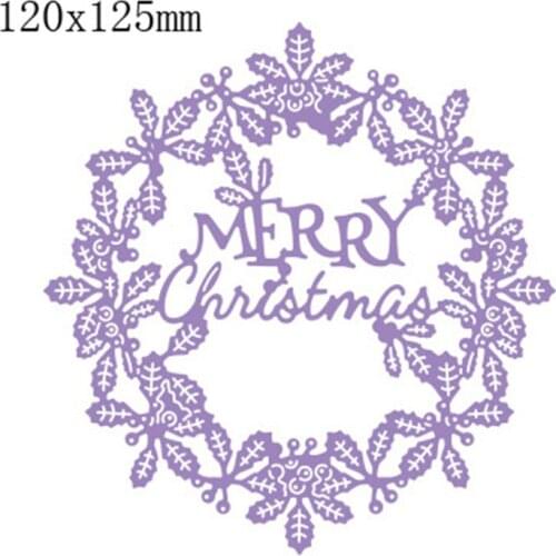 Ufurty Merry Christmas Wreath Metal Cutting Dies For DIY Scrapbooking Photo Album Embossing Crafts Christmas Cards Decorative