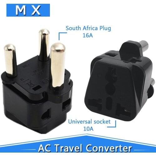 Black White 10A 250V 2 in 1 Universal Travel Adapter Plug Converter for South Africa India Cape Town L Type