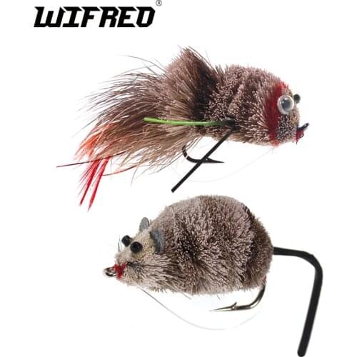 Wifreo Fly Fishing Deer Hair Bass Bug Mouse Rat Fly Floating Surface Frog Flies with Weed Guard Hook #2 #2/0