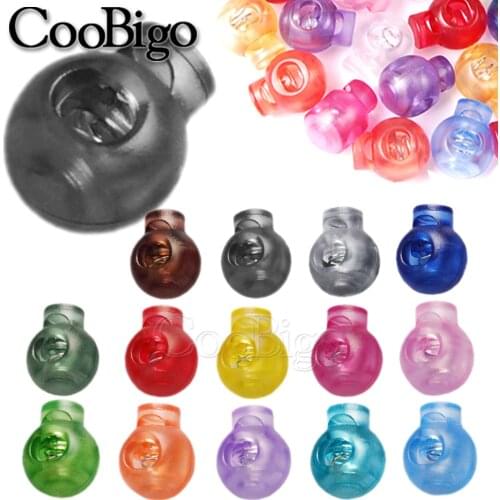 12pcs Round Ball Colorful Transparent Cord Lock Ends Stopper Toggle for Sportswear Shoelace Paracord Rope DIY Craft Accessories