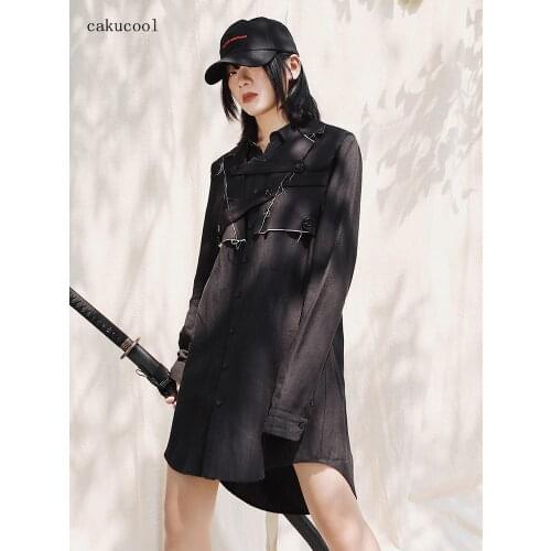Cakucool 2020 spring cold wind dark retro literature simple fashion linen shirt women loose neutral long shirt