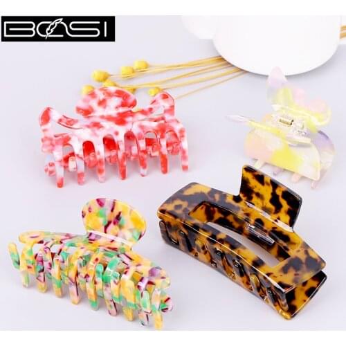 BOSI Acetate hair clip for women large geometric square leopard Bow hair clip 2021 hair claw clip hair accessories crab hairpin