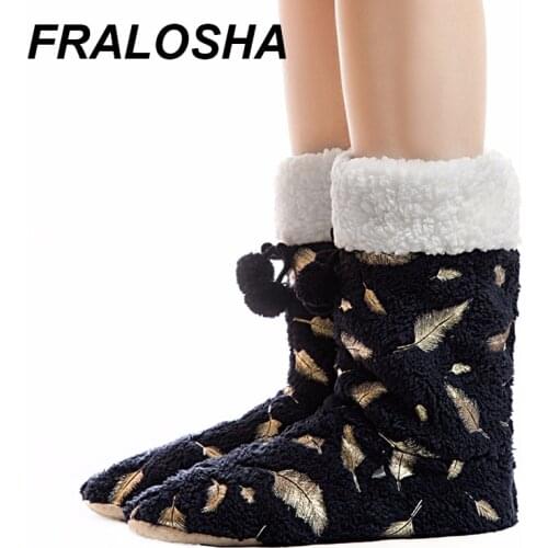 FRALOSHA Womens Boots Cotton shoes Winter Warm Home Cotton-padded Shoes Winter Soft bottom Indoor Plush Boots