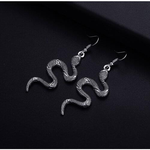 Trendy Vintage Snake Shape Dangle Earrings for Women Girl Retro Drop Earrings Cute Small Object Earring Jewelry Bijoux