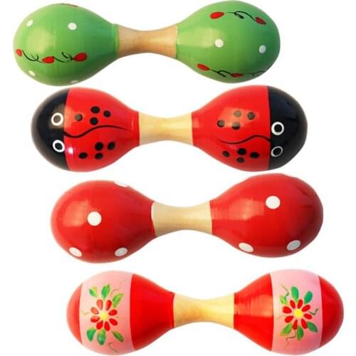 1 Pcs Mini 15cm Kids Baby Toy Wooden Double Head and Hamme Musical Percussion Instrument Teaching Aid