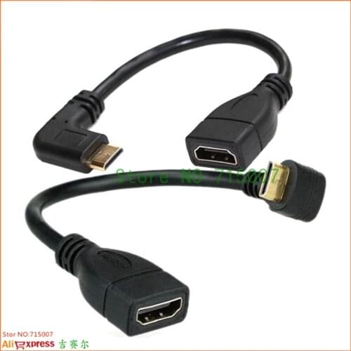 10cm Cable HDMI to HDMI Female Adapter Mini Micro HDMI 90 Degree Right Angle Male to HDMI AF Extension cord