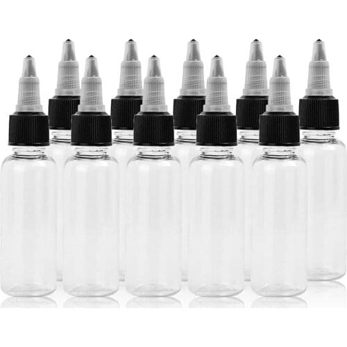 10pcs 60ml Plastic Clear Round Empty Bottle Container For Tattoo Ink Color Pigment With Cap Tattoo Accessories