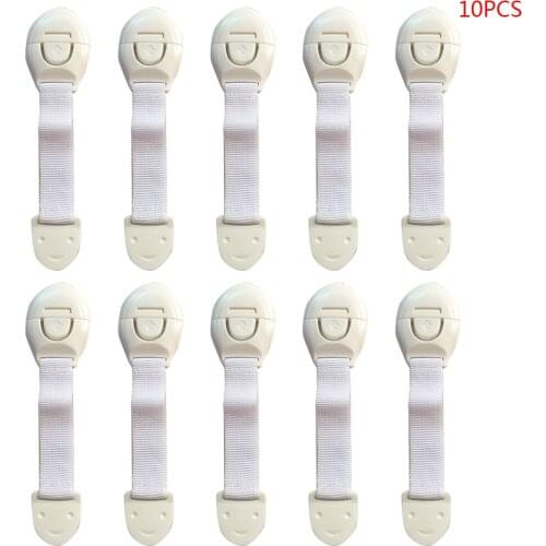10Pcs Child Safety Locks Adjustable Strap Latches 3M Self Adhesive No Drilling for Baby Proofing Kitchen Fridge Drawer Cupboard
