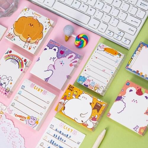 100 pcs Cute Cartoon Pet Loose leaf Tearable Note To Do List Check-in Bullet Journal Accessories Not Self-adhesive Memo pads