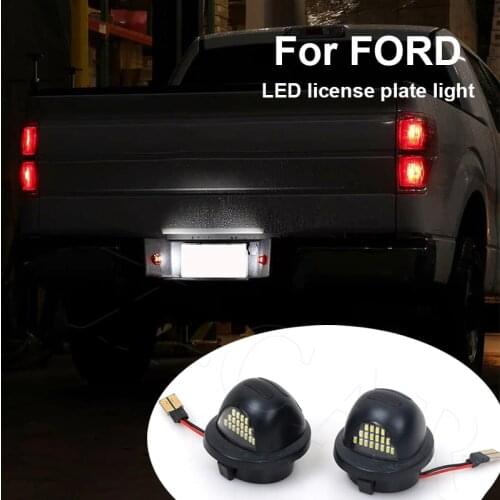 2pcs LED license plate number lamp with red warning light for Ford F150 F-Series Ranger Bronco Excursion Lincoln Mark LT