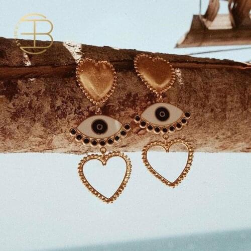 2019 New Gold Silver Color Heart Evip Eye Holllow Heart Charm Drop Earrings For Party Womens Creative Statement Earring