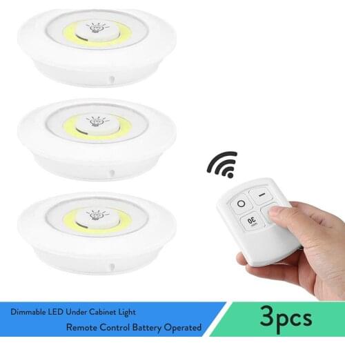 3X Dimmable LED Under Cabinet Light White with Remote Control Battery Operated LED Closets Lights for Wardrobe Bathroom lighting