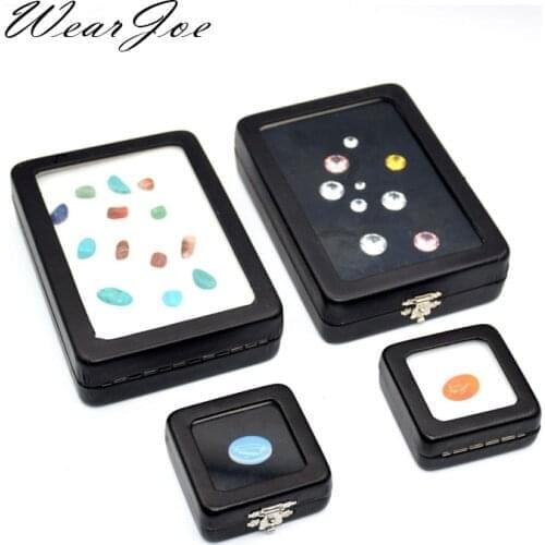 5pcs/lot Loose Diamond Display Box PU Leather Case Gem Stone Storage Box Black White Pad Bead Pendant Gemstones Organizer Holder