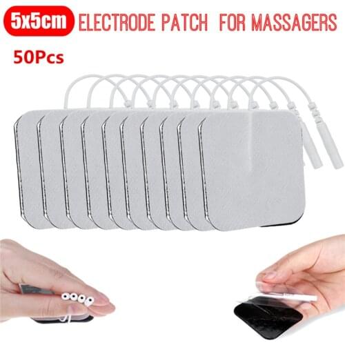 50pcs Electrode Patch Reusable Pads For Digital Mach Nerve Stimulation Pin Type Physical Therapy Tens Acupuncture Massager 5x5cm
