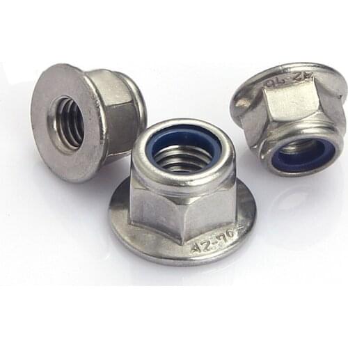 50pcs/lot DIN6926 Stainless steel nylon flange lock nuts M4 M5 M6 M8