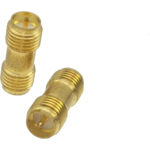 10pcs Conversion Adapter RP-SMA female to RP-SMA female Plug RF Connector for Antenna golden
