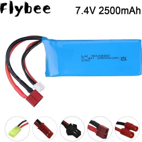 7.4V 2500mAh Lipo battery T/banana Plug for 12428 12423 RC Car Parts Syma X8C X8W X8G X8 RC Quadcopter 7.4 V 903480 Toys Battery