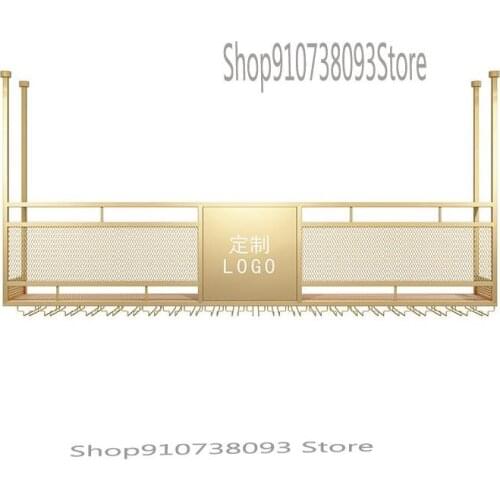 Bar counter wrought iron hanger wine rack upside down wine glass rack hanging wine cabinet hanging rack wine rack decorative wal