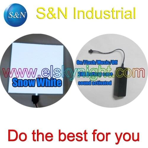 White 10X10CM el sheet el panel+2AA battery case inverter sound activated + free shipping