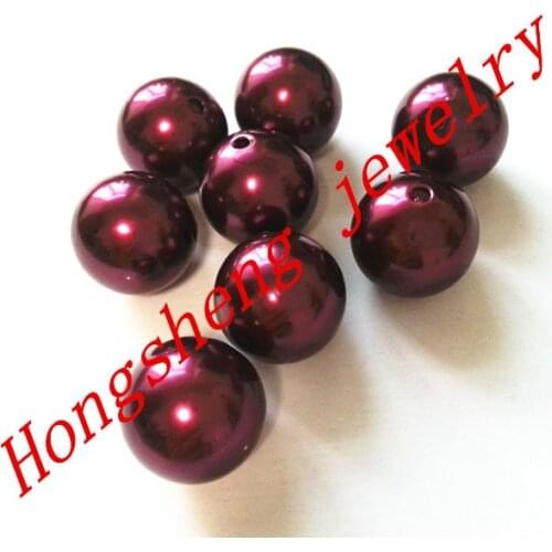 Free shipping ! 20mm Burgundy color chunky Acrylic Pearl Beads for chunky beads necklace jewelry making #42