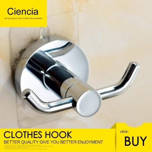 Free shipping Brass Chrome Double Coat Hook Adhesive And Drilling Hook For Bathroom Or Kitchen Garage Heavy uty