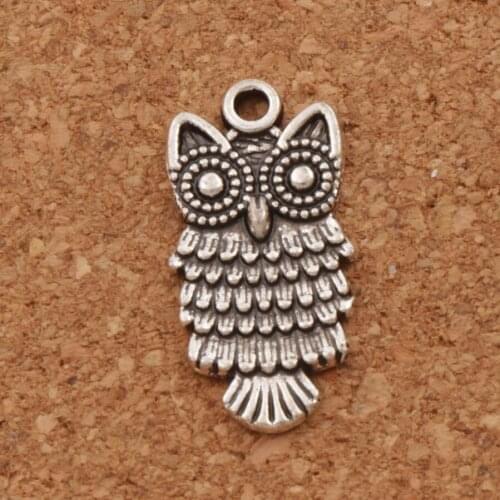 Big Owl Luchy bird Charm Beads 25.3x12.5mm 35pcs Zinc Alloy Pendants Spacer Jewelry DIY L1597