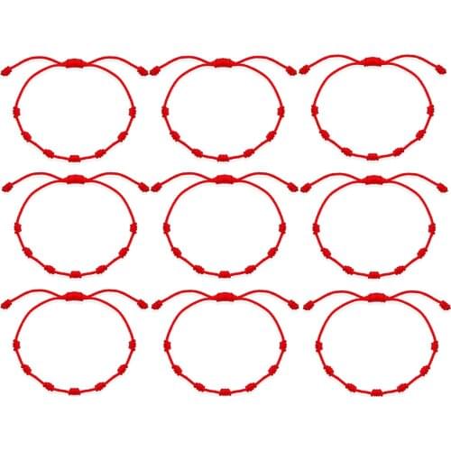 Boho 12pcs 7 Lucky Knot Red String Wholesale Bracelet Women Kid Pretty Nice Cute Handcrafted Cord Adjustable Summer Jewelry