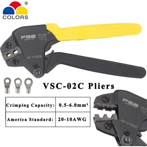 Colors Crimping pliers VSC-02C Non-insulated terminals and non-insulated ferrules and Tab receptacles Hand tool