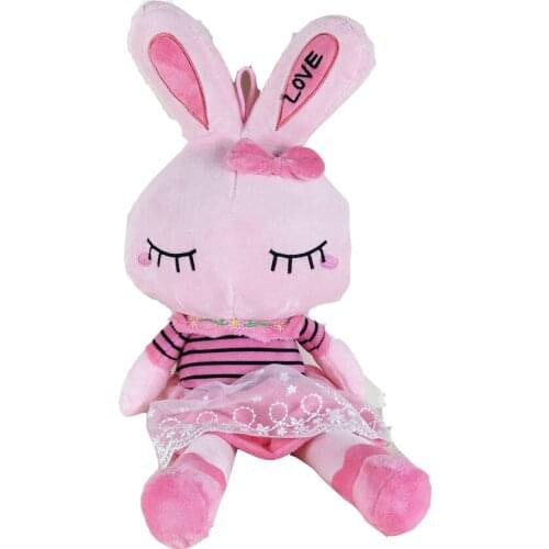 BOLAFYNIA Children Plush Stuffed Toys pink close eyes rabbit Baby Kid Toy for Christmas Birthday Gift