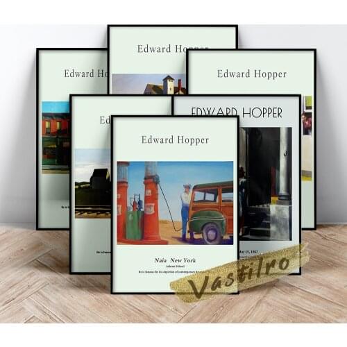 Edward Hopper Famous Classic Retro Poster, Art Prints Exhibition Museum Canvas Painting, Modern Home Room Decor Wall Picture