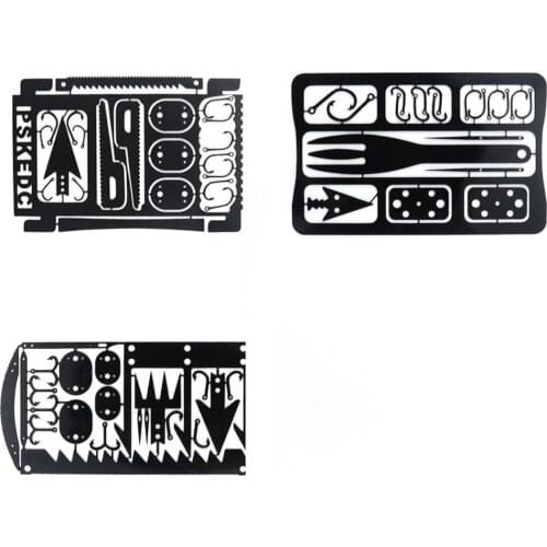 1pc Outdoor Edc Stainless Steel Fishing Hook Card Portable Fishing Hunting Multifunction Tool Card Edc Camping Survival Card