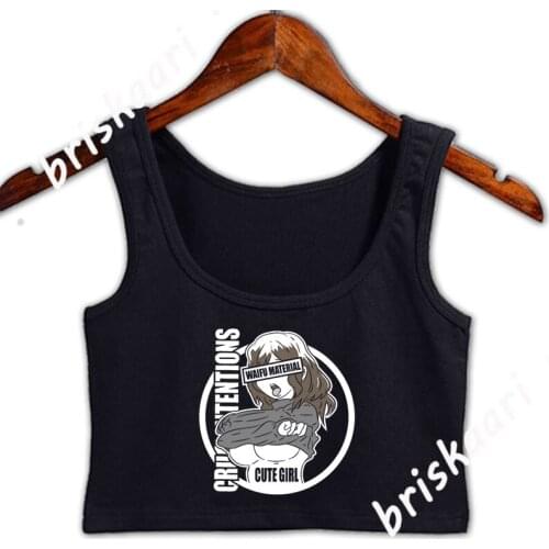 Kawaii Anime Manga Babe Girl Cosplay Gifts Crop Top Women Spring Tops Unique Designing Letters Plus Size 4xl Comical Gift Vest