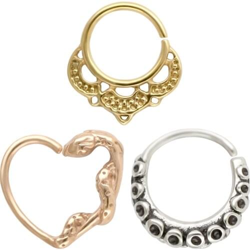 JHJT 3PCS Nose Rings Septum Piercing 316L Steel Nose Hoops for Body Nose Piercing