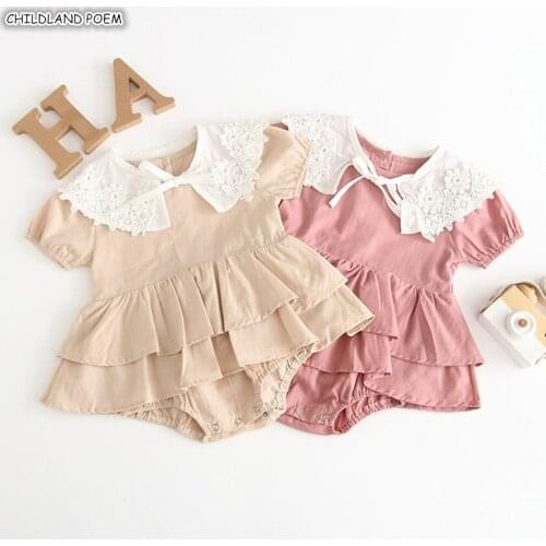 Baby Rompers Summer Newborn Baby Girl Romper 100% Cotton Ruffle Lace Infant Baby Clothes For Girls Jumpsuit Overall Clothes