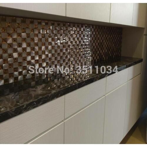 Metal glass mosaic tile crystal diamond mosaic kitchen backsplash bathroom shower hallway wall mosaic