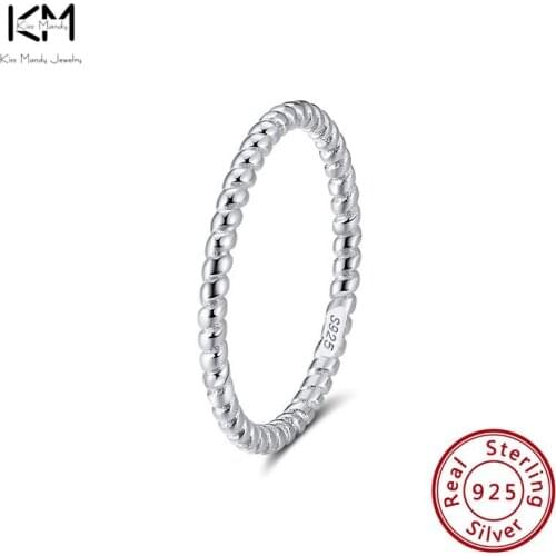 KISS MANDY Minimalist Genuine 925 Sterling Silver Rings Women Men Hiphop Fashion Silver Woman Couple Wedding Jewelry Gift SR236