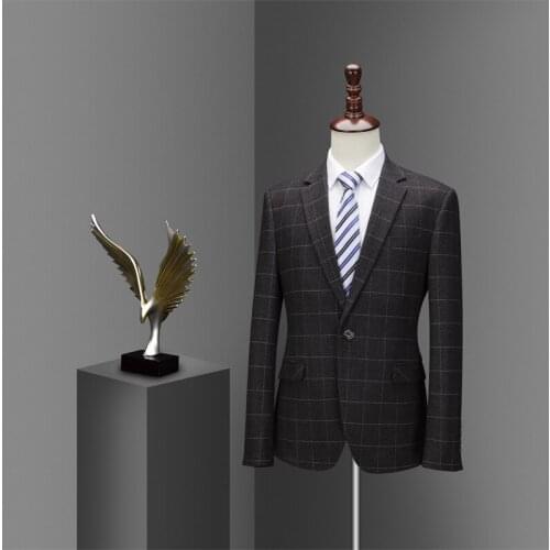 MOQ 30 pieces each color Men Plaid Slim Fit Wedding Party Dinner Costume New Fashion Slim Wedding Vintage Classic Blazers