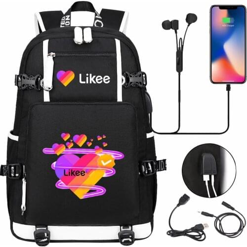 Fashion Likee Backpack Likee Video App Teenagers Girl Women School Bag Laptop Bag Waterproof Multifunction USB Charging Backpack