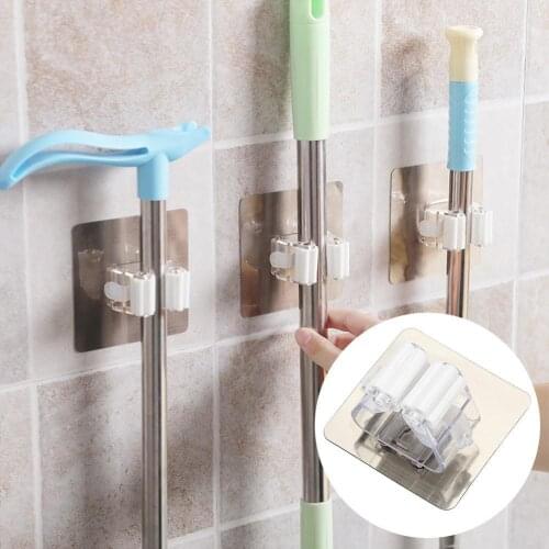 Wall Mounted Mop Organizer Holder Brush Broom Hanger Storage Household Wall Rack Tool Cleaning Kitchen Tools Housekeeper C3W5