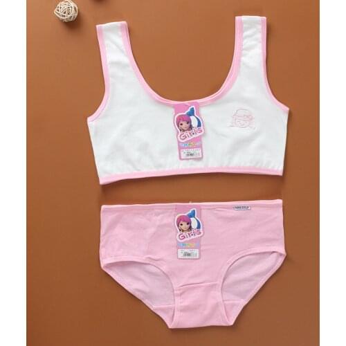 Girl underwear vest development period student suit bra panties single layer cotton cartoon summer sports underwear suit