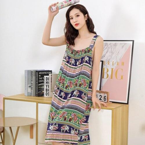 Sling Nightdress Female Thin Cotton Satin Sling Long Dress Home Service Large Size Loose Pajamas Sexy Nightwear Sleepwear Women