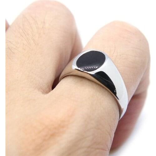 2018 New Black Epoxy Ring 316L Stainless Steel Mens Ladies Cocktail Ring
