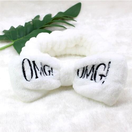 2020 New OMG Letter Coral Fleece Wash Face Bow Hairbands For Women Girls Headbands Headwear Hair Bands Turban Hair Accessories