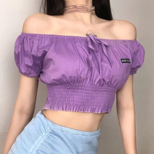 European American New Style 2020 Autumn Sexy One-Line Neckline Embroidered Tops Slim Womens Bottoming S M L